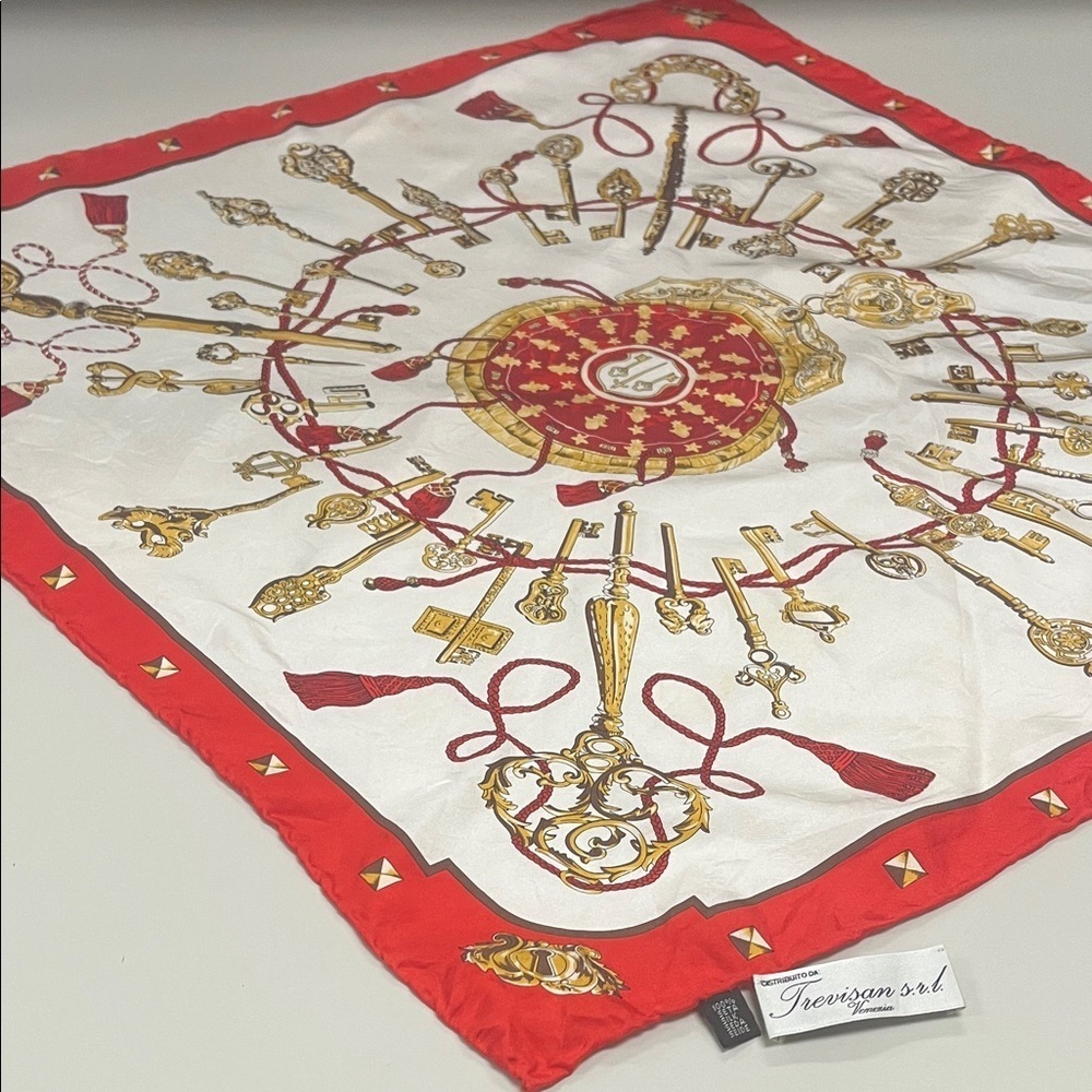 Trevisan Italian Red and White Designer Scarf OS / preowned